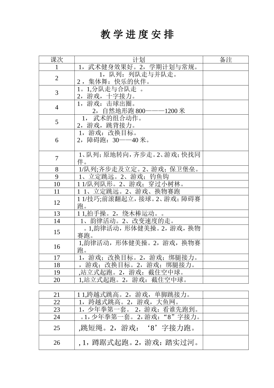 元方小学四年级体育学科教学工作计划_第3页