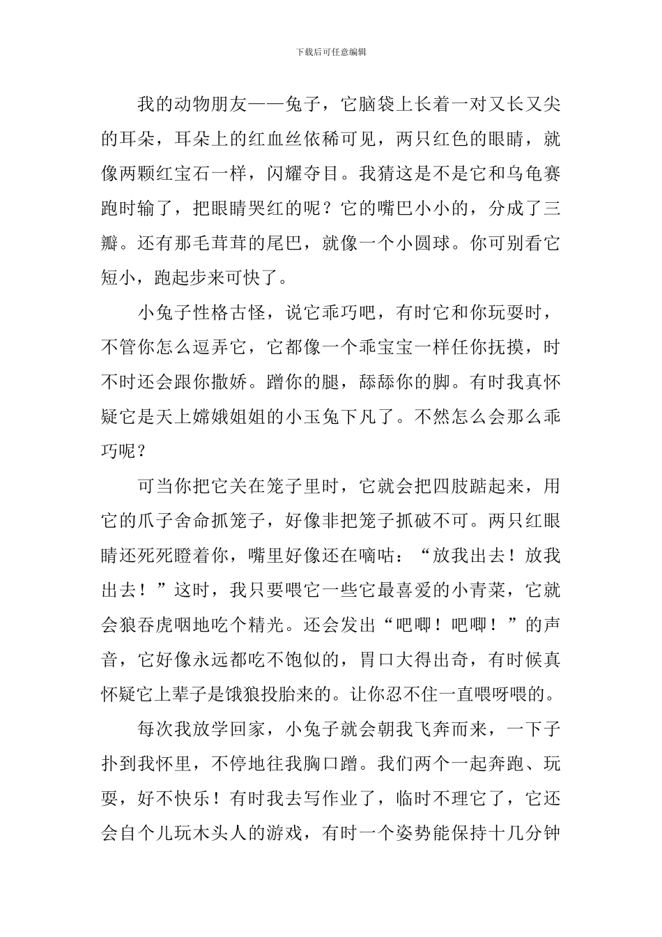 小学三年级描写小兔子的作文_第2页