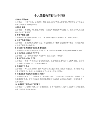 十大愚蠢教育行为排行榜