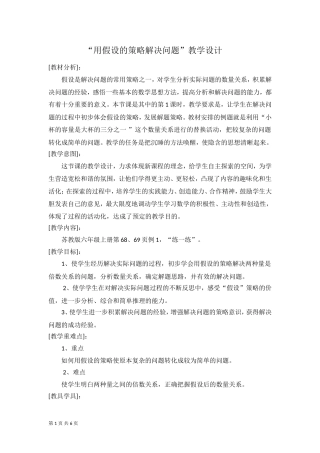 假设的策略解决问题教案