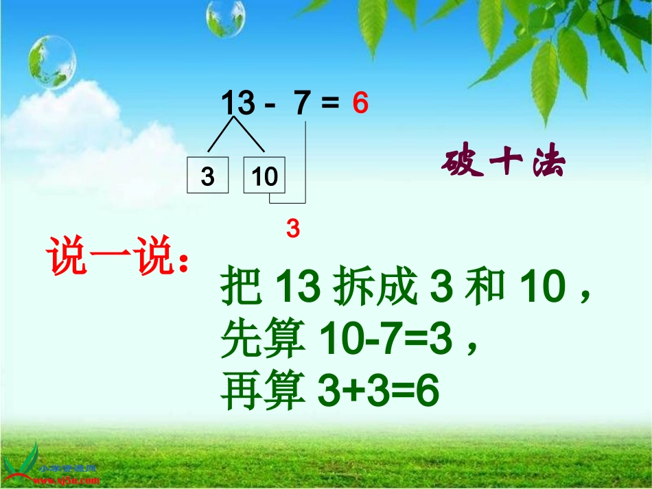 一年级数学下册：十几减7、6_第3页