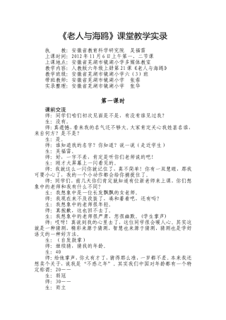 《老人与海鸥》课堂实录