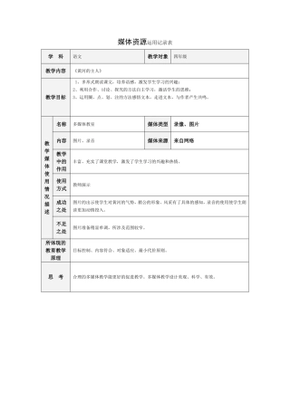媒体在学科教学中运用记录表
