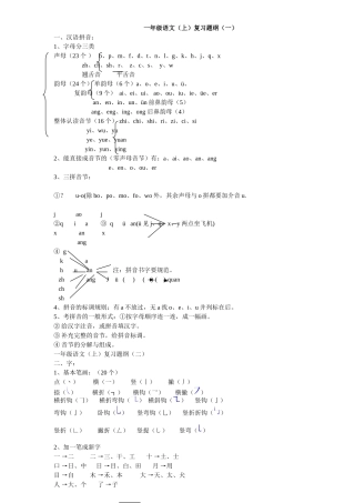 一年级上册语文复习提纲