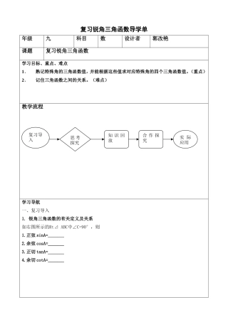复习锐角三角函数导学单