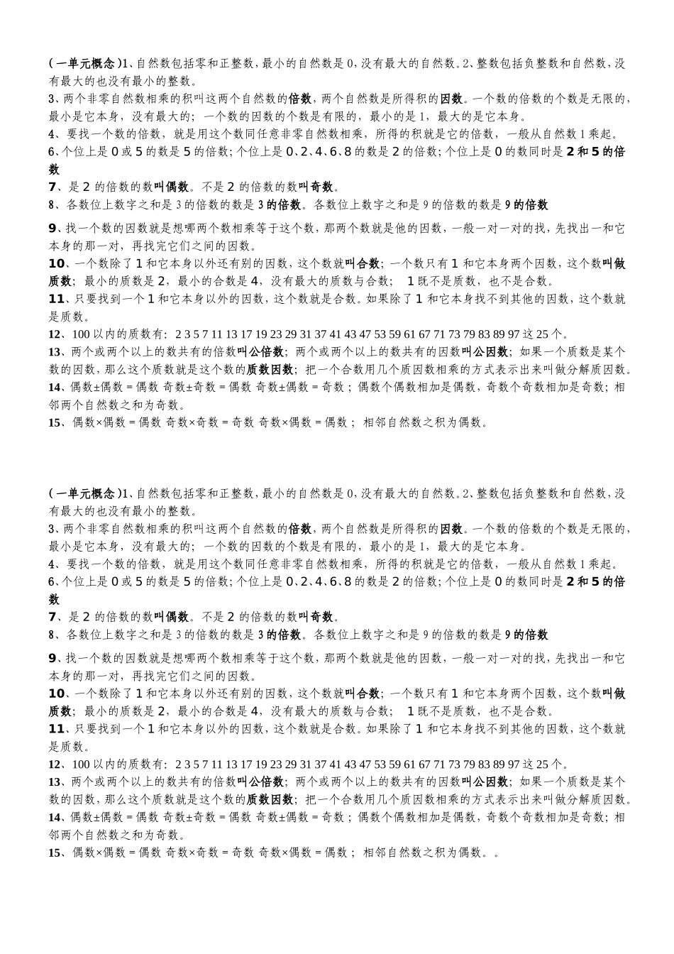 倍数、因数知识点整理_第1页