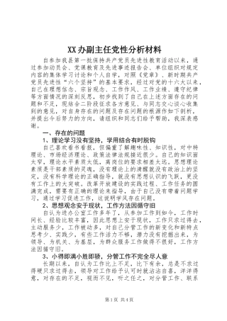 XX办副主任党性分析材料