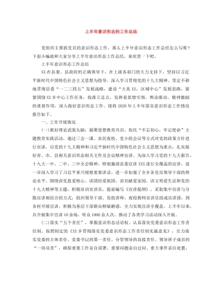 上半年意识形态的工作总结 