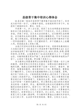 县级骨干集中培训心得体会