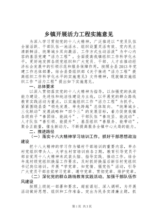 乡镇开展活力工程实施意见