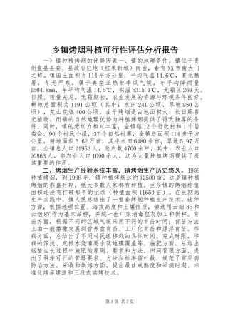 乡镇烤烟种植可行性评估分析报告
