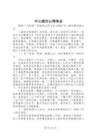 中心城市心得体会
