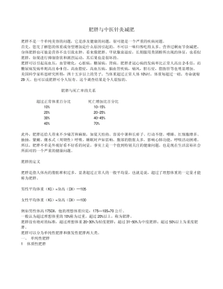 肥胖与中医药及针灸减肥