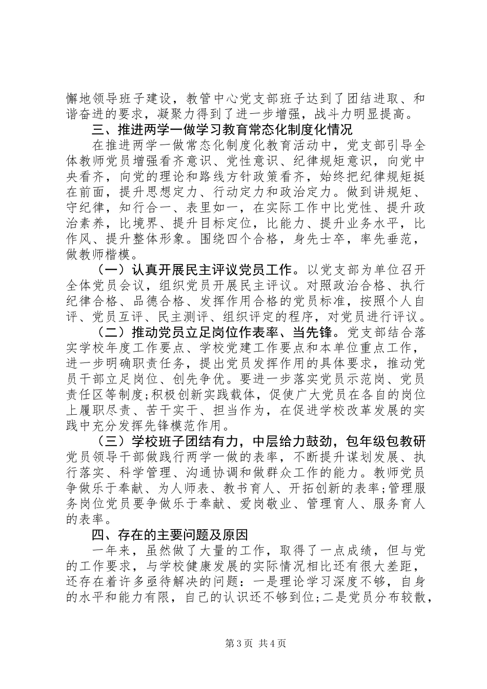 乡镇教育管理“中心党支部抓党建述职”（党支部书记述职666）_第3页