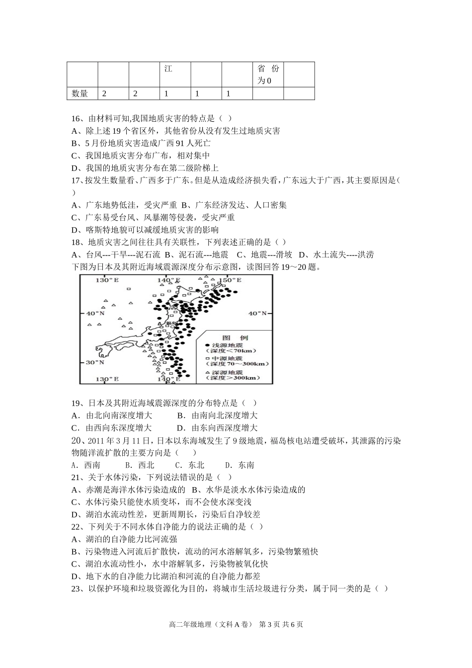 高二地理A卷-麦萍_第3页