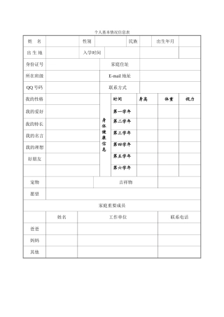 个人基本情况信息表