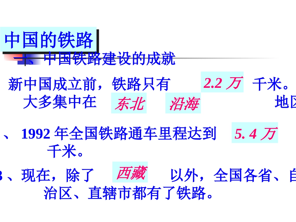湘教版初中八下142中国的铁路课件_第3页