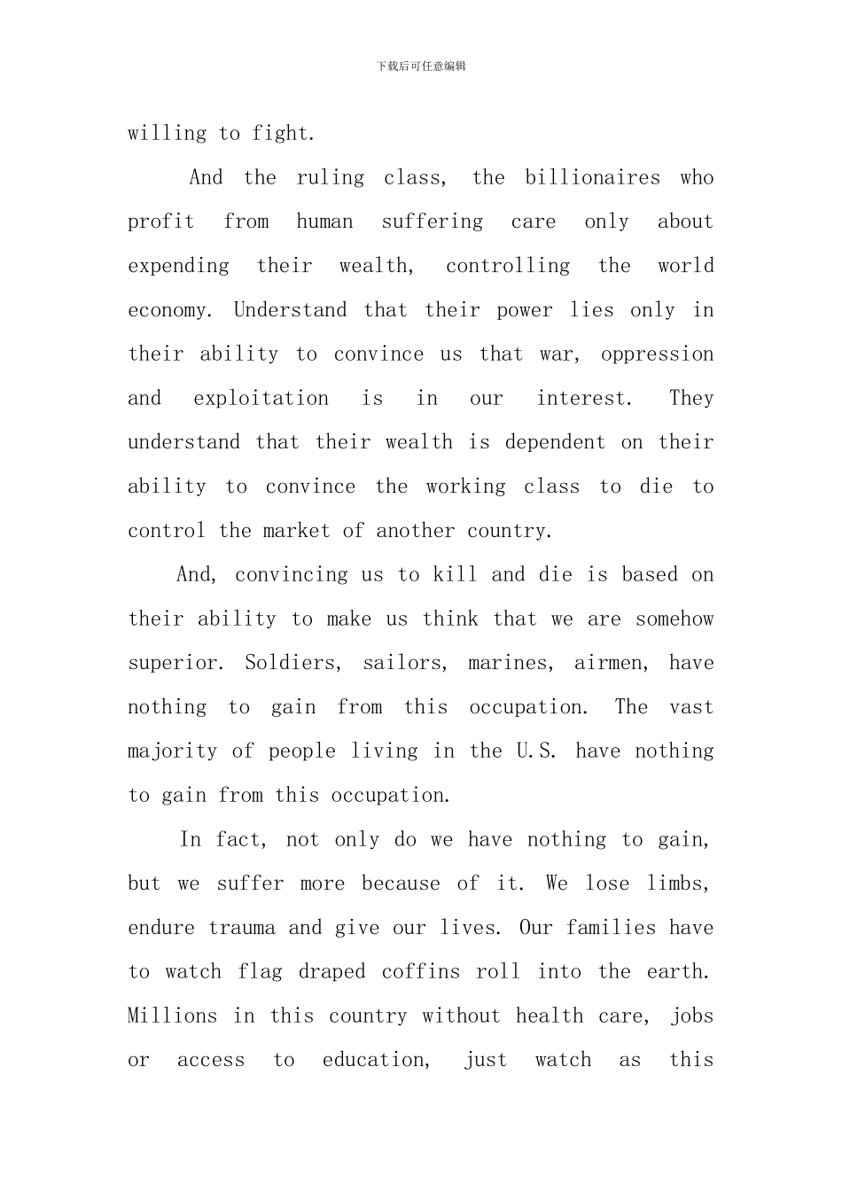 关于战争的英语演讲稿_第3页