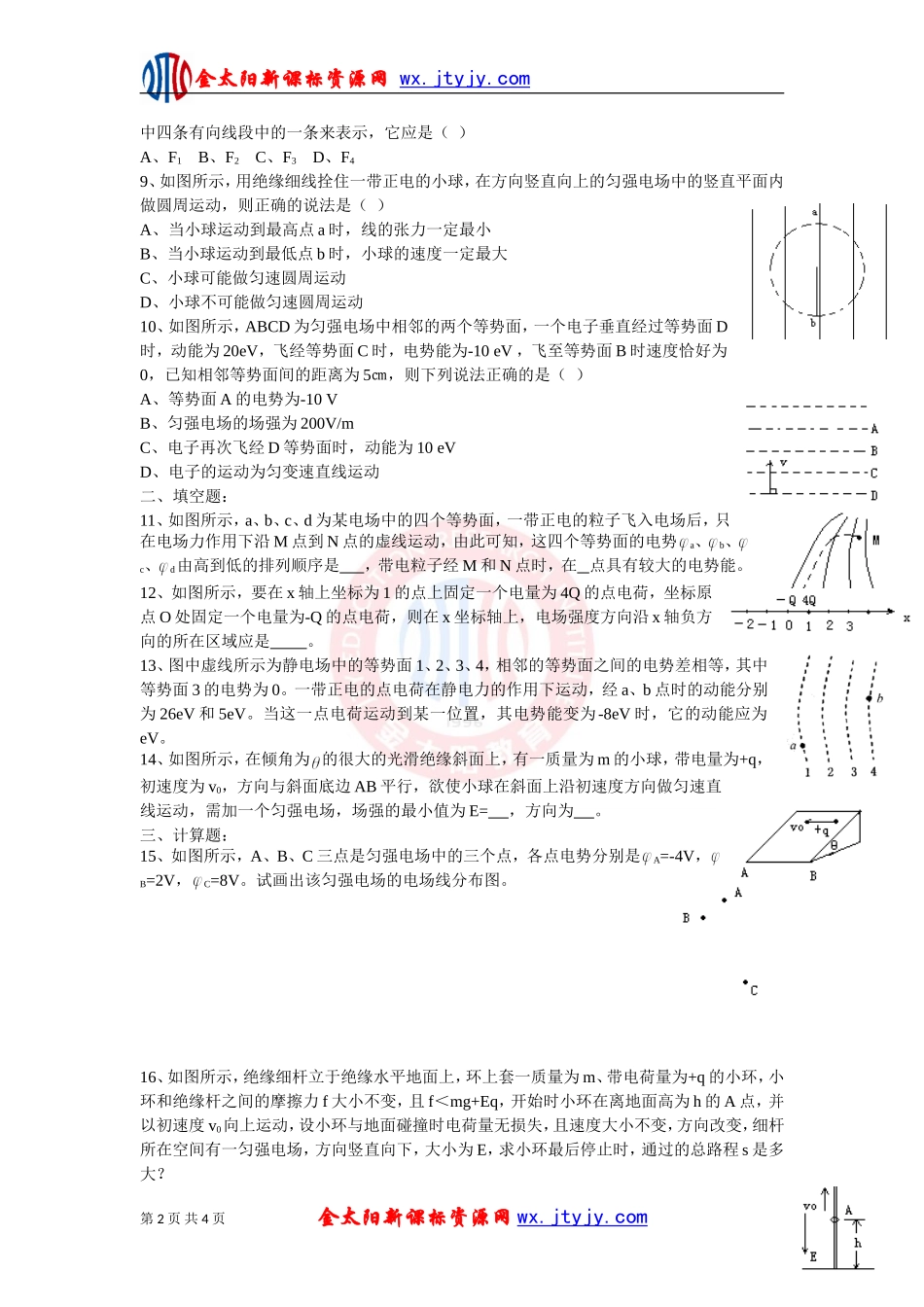 《静电场》单元测试题3（新课标选修3_1）_第2页