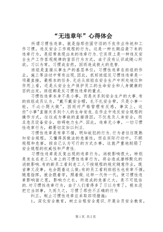 “无违章年”心得体会