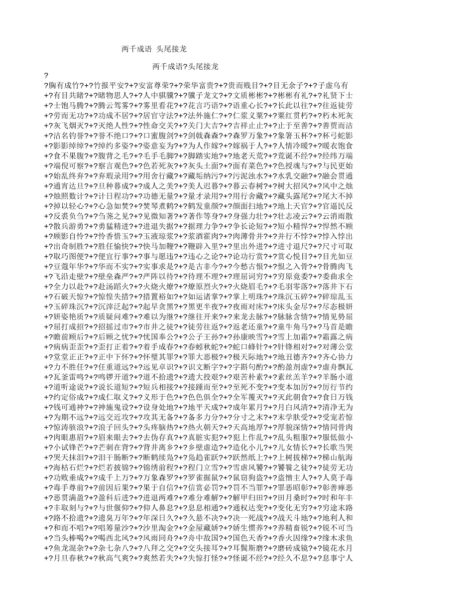 两千成语头尾接龙MicrosoftWord2003文档_第1页