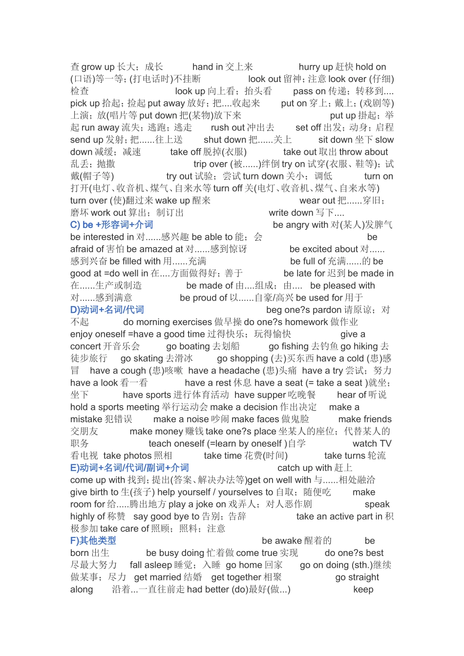 初中英语常见固定搭配_第2页