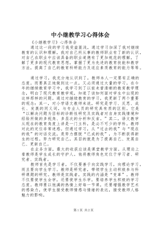 中小继教学习心得体会