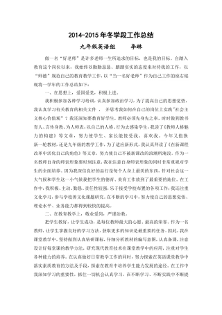 李琳工作总结
