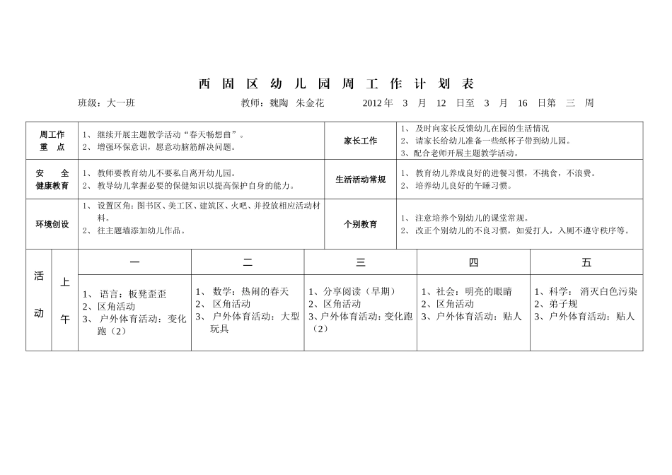 周工作计划表_第2页