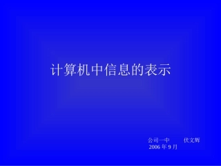 计算机中信息的表示