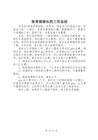 体育部部长的工作总结
