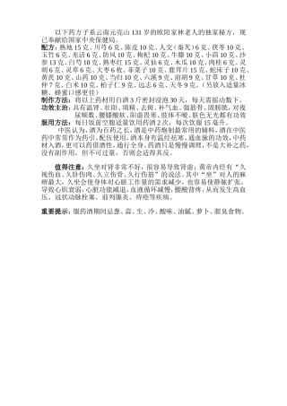药酒独家秘方