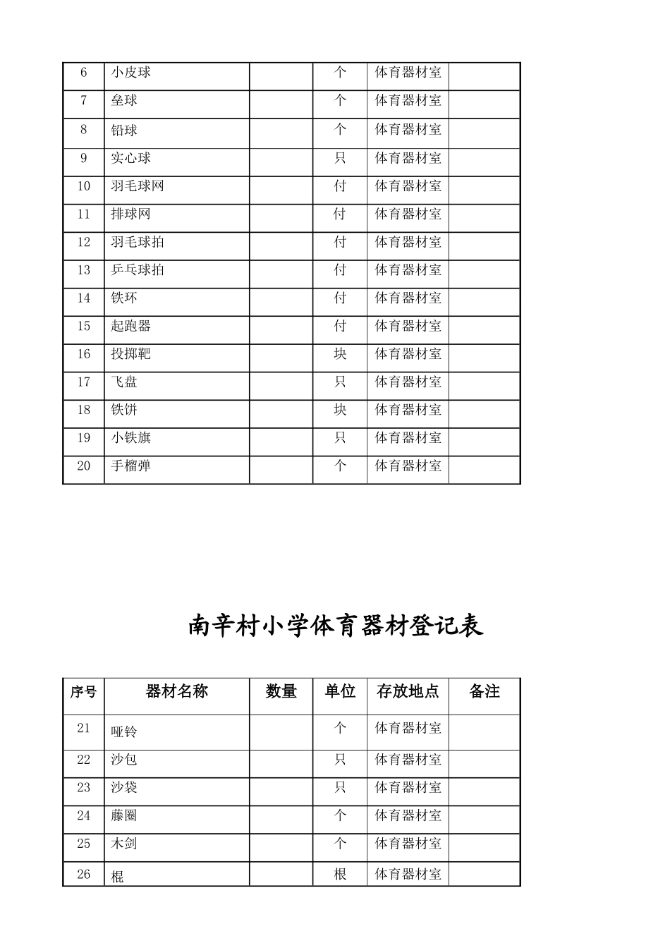 保城小学体育器材登记表_第2页