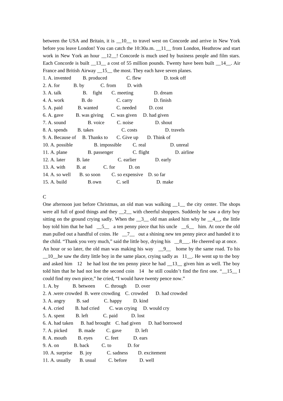 中考英语完型填空题_第2页