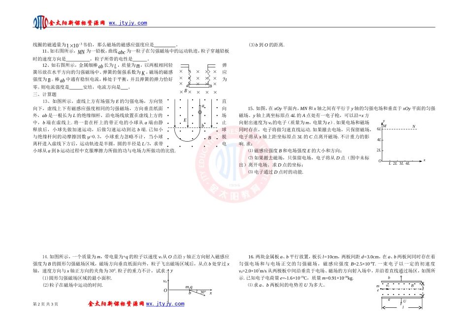 《磁场》单元测试（人教版选修3-1）(2)_第2页
