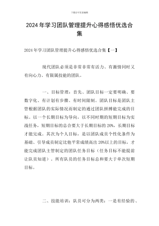 2024年学习团队管理提升心得感悟优选合集