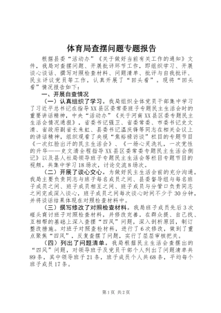 体育局查摆问题专题报告