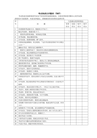 考试焦虑自评量表