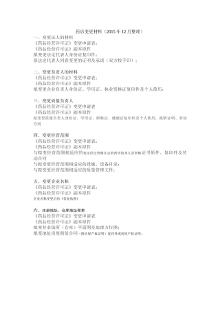 药店变更需要的资料