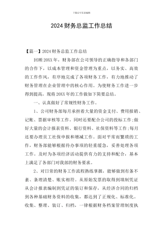 2020财务总监工作总结