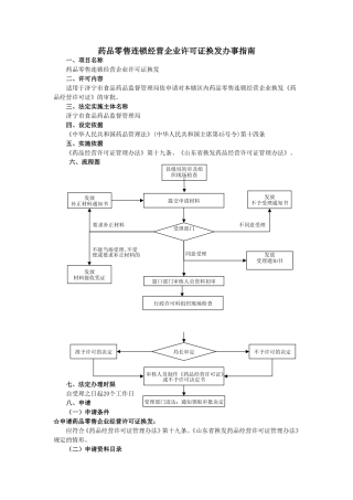 药品零售连锁经营许可证换发工作程序
