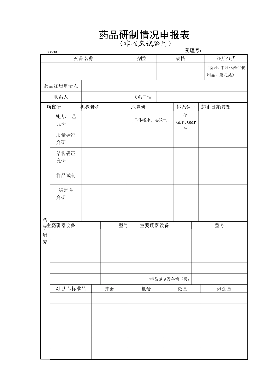 药品研制情况申报表.详解_第1页