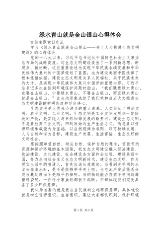 绿水青山就是金山银山心得体会 