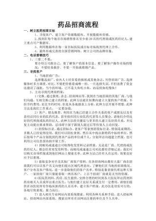 药品招商必须了解的工作流程