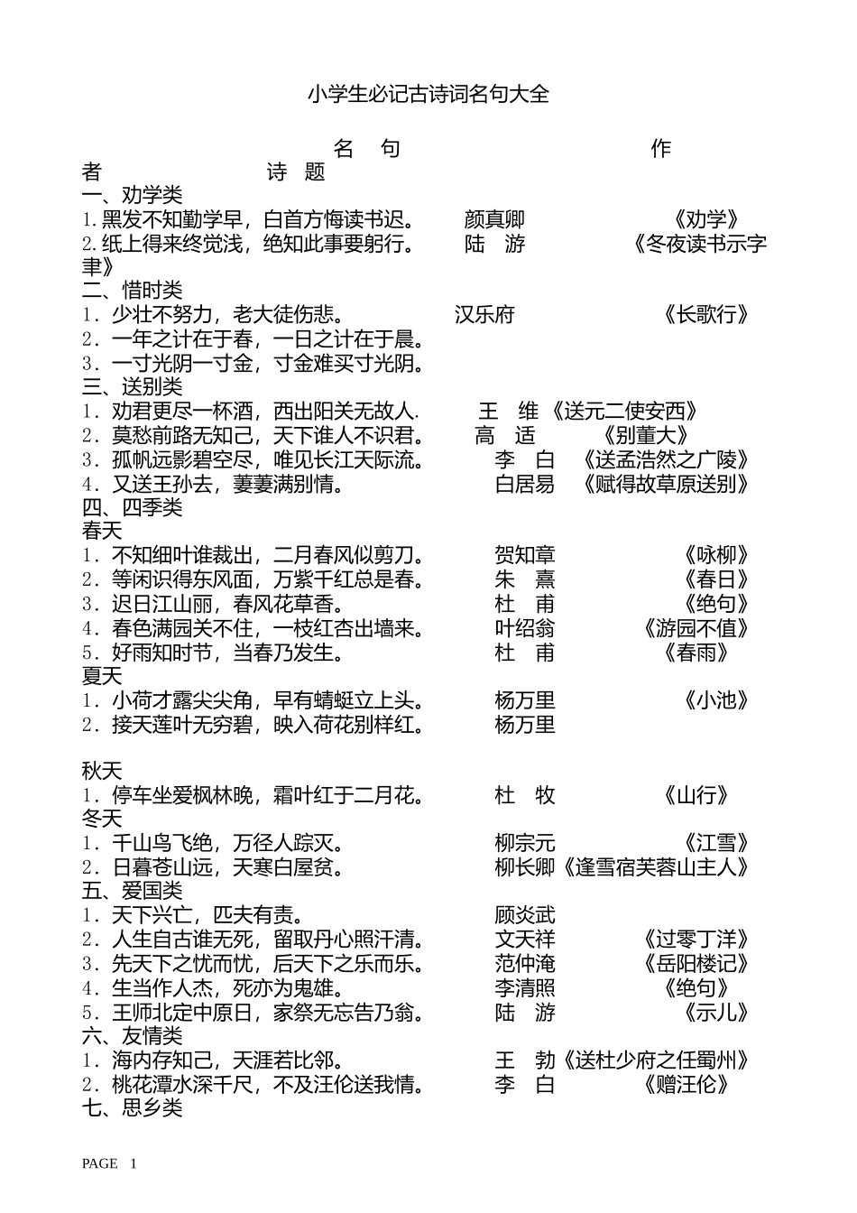 小学生古诗词名句大全_第1页