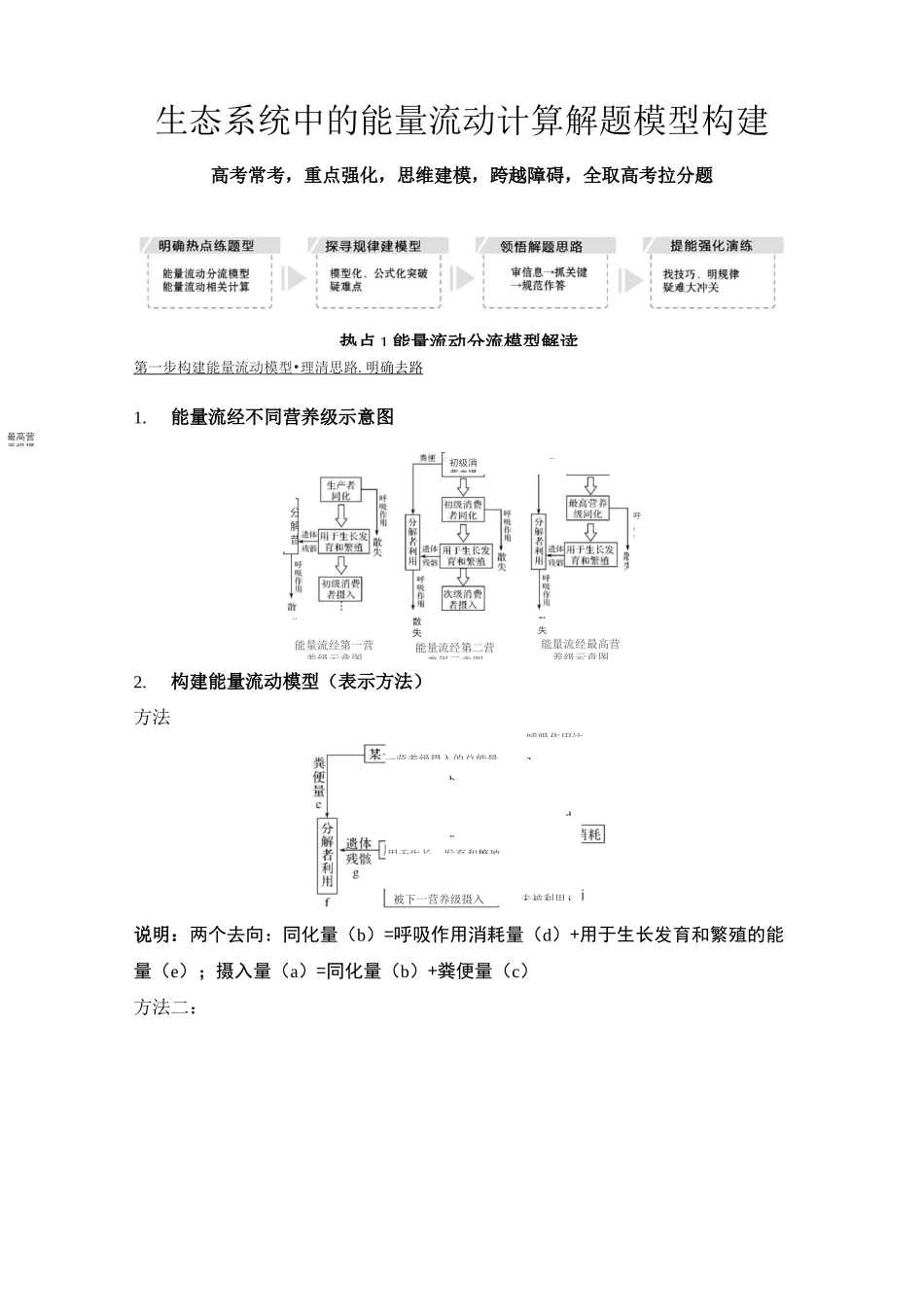 生态系统中的能量流动计算解题模型构建_第1页