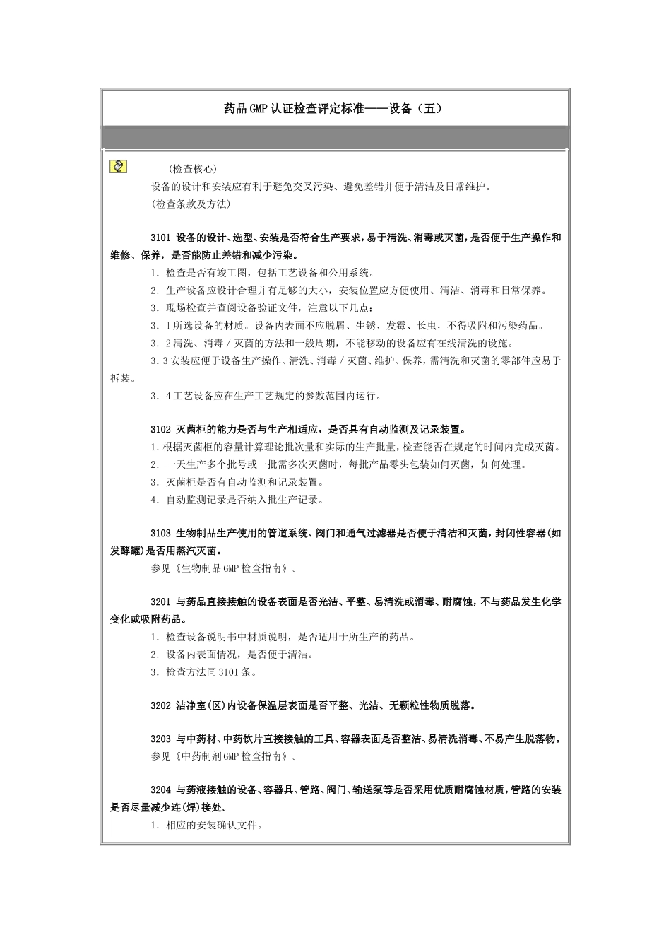 药品GMP认证检查评定标准——设备(五)_第1页
