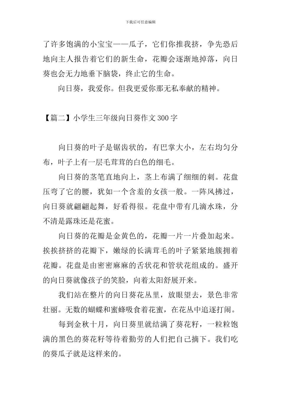 小学生三年级向日葵作文300字_第2页