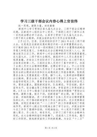 学习三级干部会议内容心得上官佳伟 