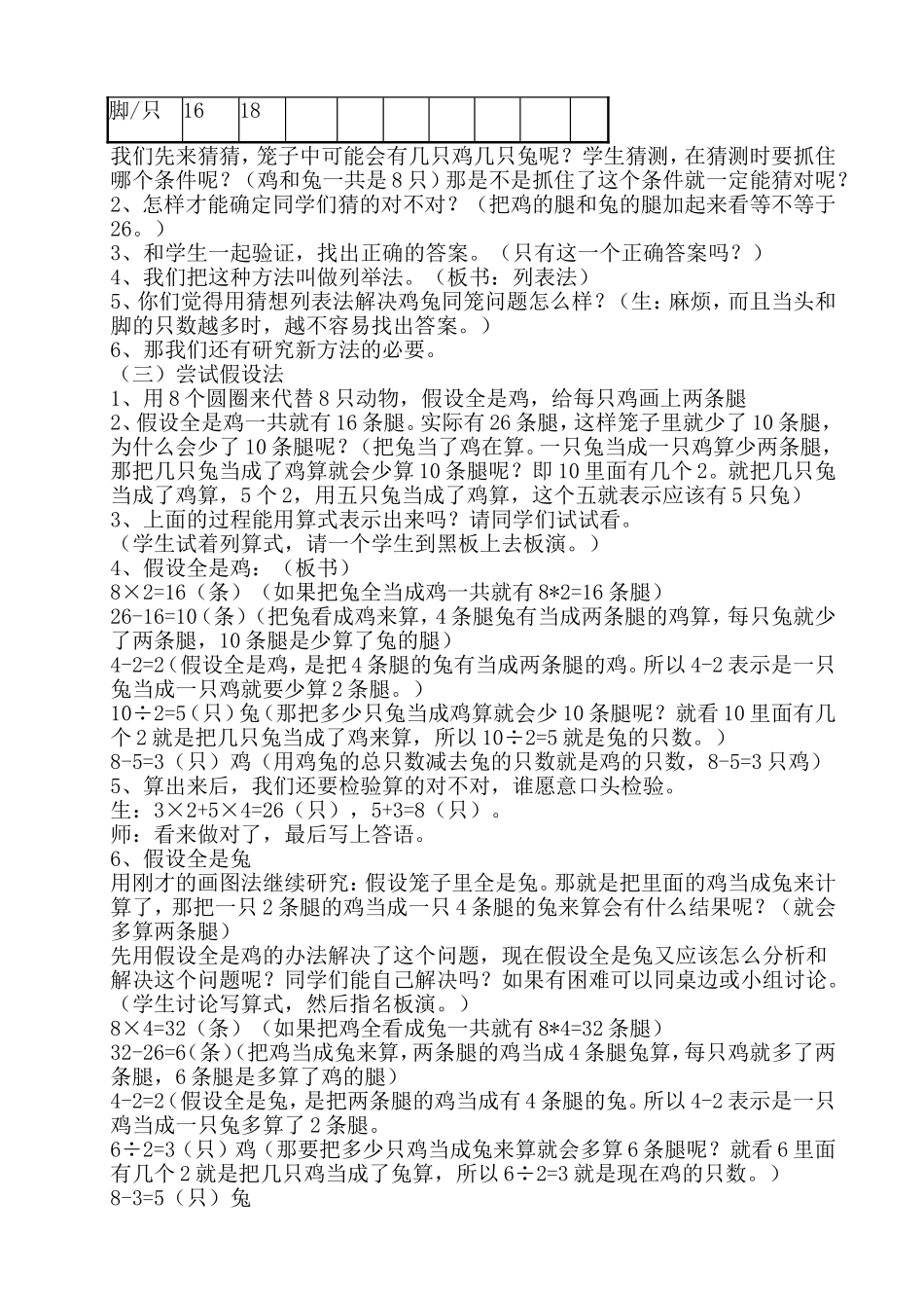 《鸡兔同笼》教学设计 (2)_第2页